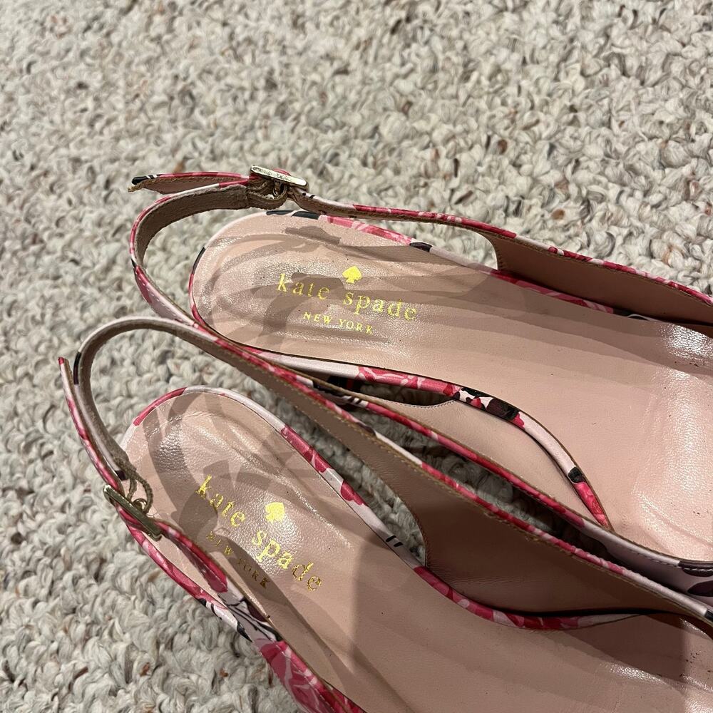 Kate Spade Mercer Slingback Pumps 7 Floral Pink Preppy Feminine Coquette Casual - Picture 4 of 6